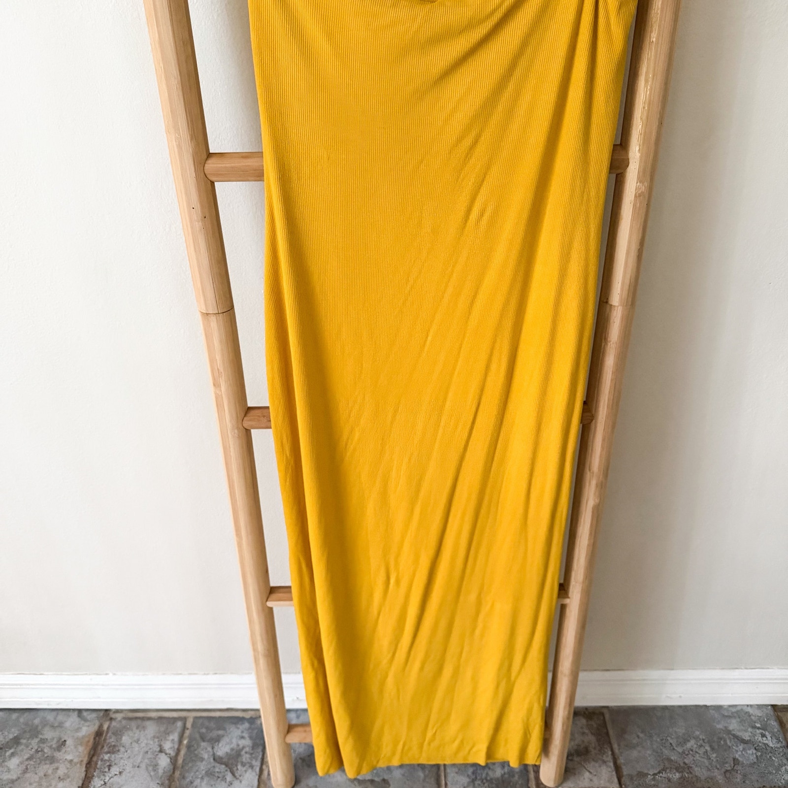 Nwt Jluxlabel Mustard Gold Chain One Shoulder Maxi Dress Xl Bodycon Ruched — image 7 of 8